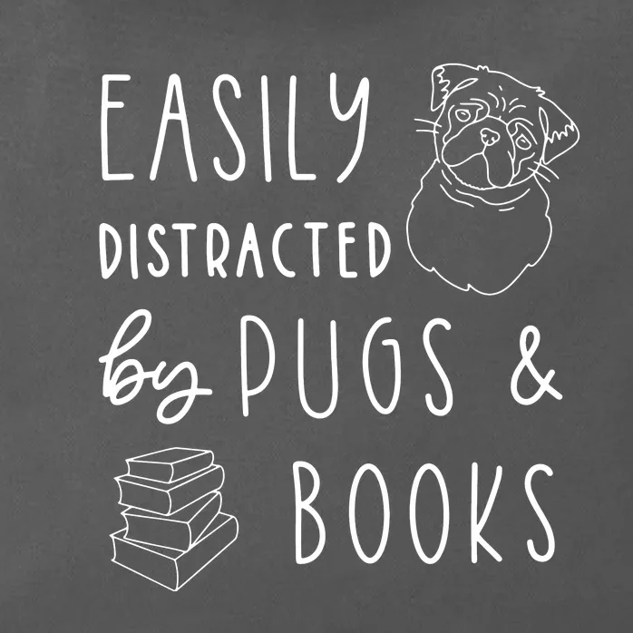 Easily Distracted Pugs Books Shirts Pug Lover Tee Book Zip Tote Bag