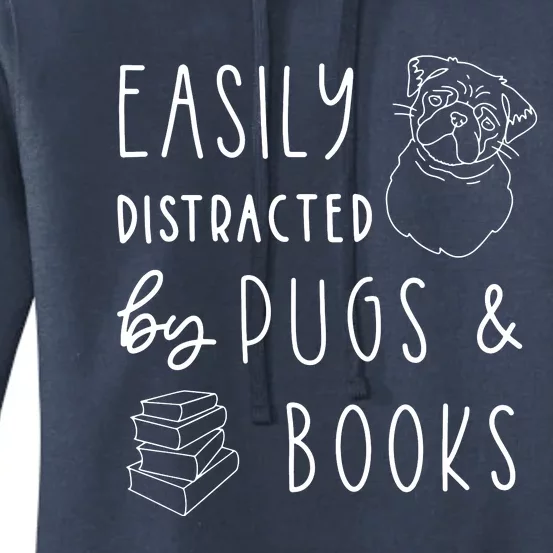 Easily Distracted Pugs Books Shirts Pug Lover Tee Book Women's Pullover Hoodie