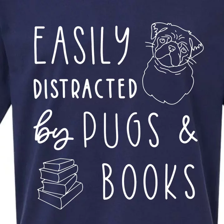 Easily Distracted Pugs Books Shirts Pug Lover Tee Book Sueded Cloud Jersey T-Shirt