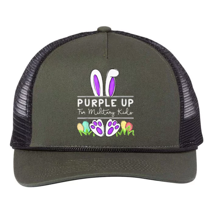 Easter Day Purple Up For Military Child Month Retro Rope Trucker Hat Cap