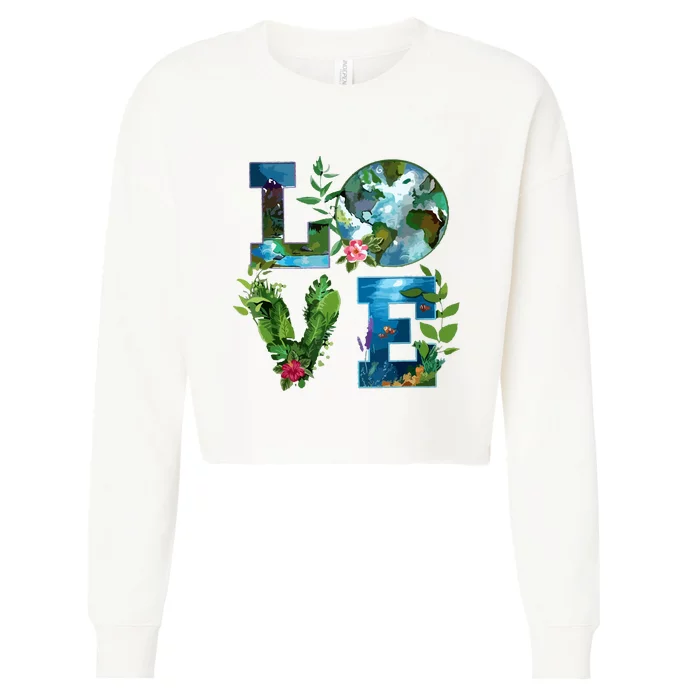 Earth Day Planet Anniversary Earth Day Everyday Cropped Pullover Crew