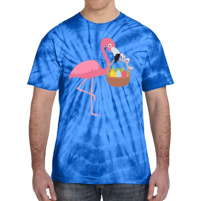 Easter Day Pretty Easter Flamingo With Easter Basket Cute Gift Tie-Dye T-Shirt