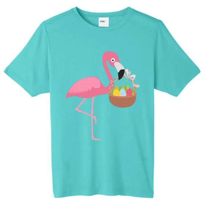 Easter Day Pretty Easter Flamingo With Easter Basket Cute Gift ChromaSoft Performance T-Shirt