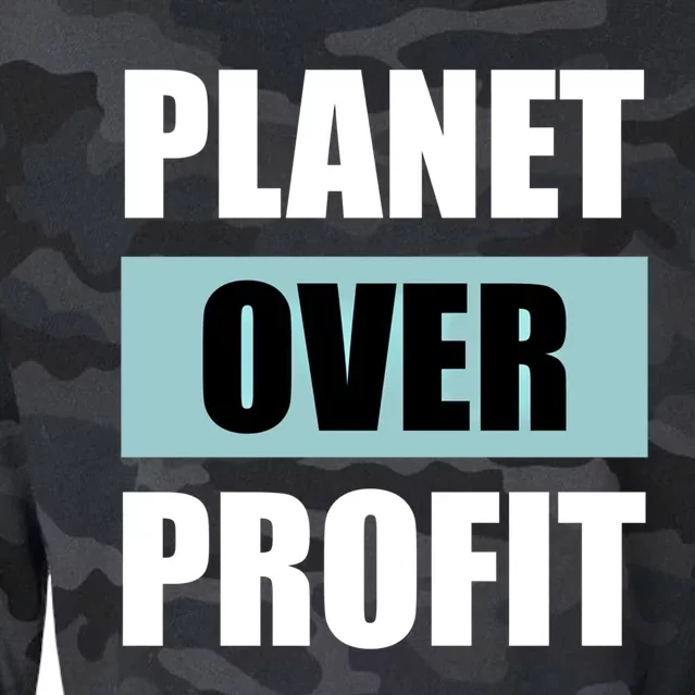 Earth Day Planet Over Profit Climate Change Gift Cropped Pullover Crew