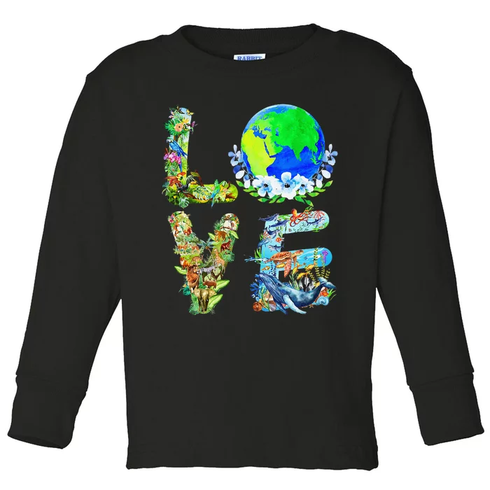 Earth Day Planet Anniversary Earth Day Everyday Toddler Long Sleeve Shirt