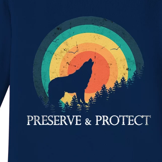 Earth Day Preserve & Protect Climate Change Howling Wolf Baby Long Sleeve Bodysuit