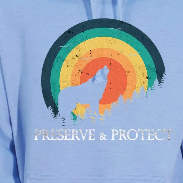 Earth Day Preserve & Protect Climate Change Howling Wolf Unisex Surf Hoodie