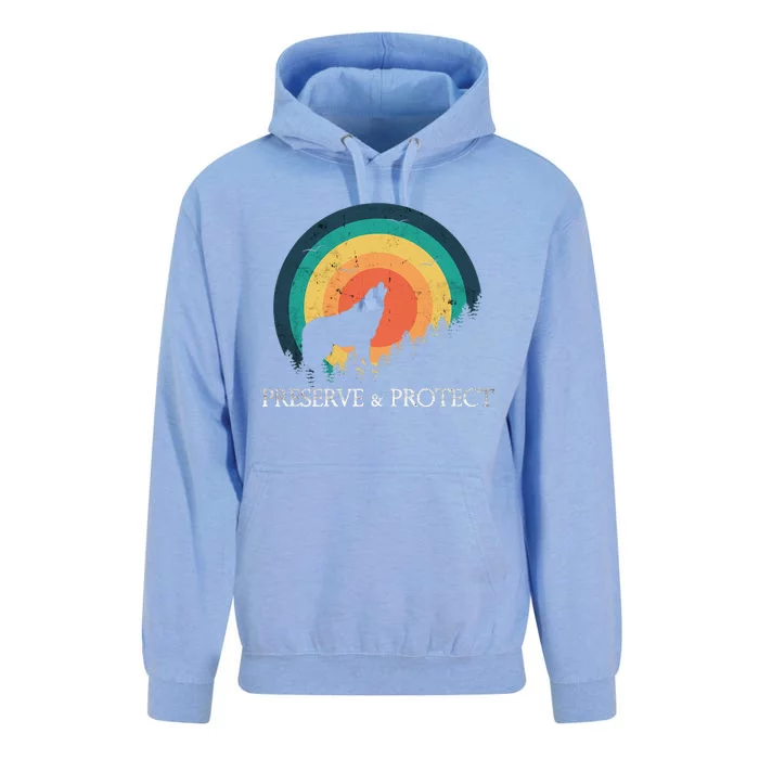 Earth Day Preserve & Protect Climate Change Howling Wolf Unisex Surf Hoodie