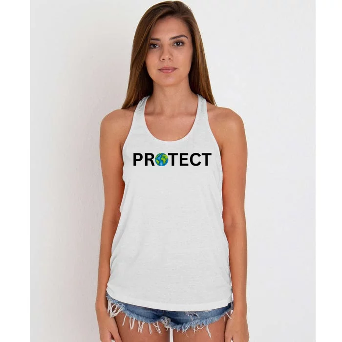 Earth Day Protect Earth Women's Knotted Racerback Tank