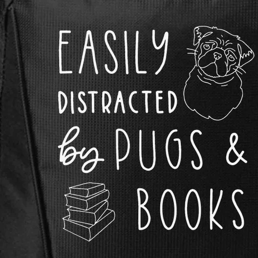 Easily Distracted Pugs & Books Pug Lover Tee Book City Backpack