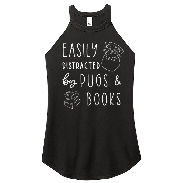 Easily Distracted Pugs & Books Pug Lover Tee Book Women’s Perfect Tri Rocker Tank