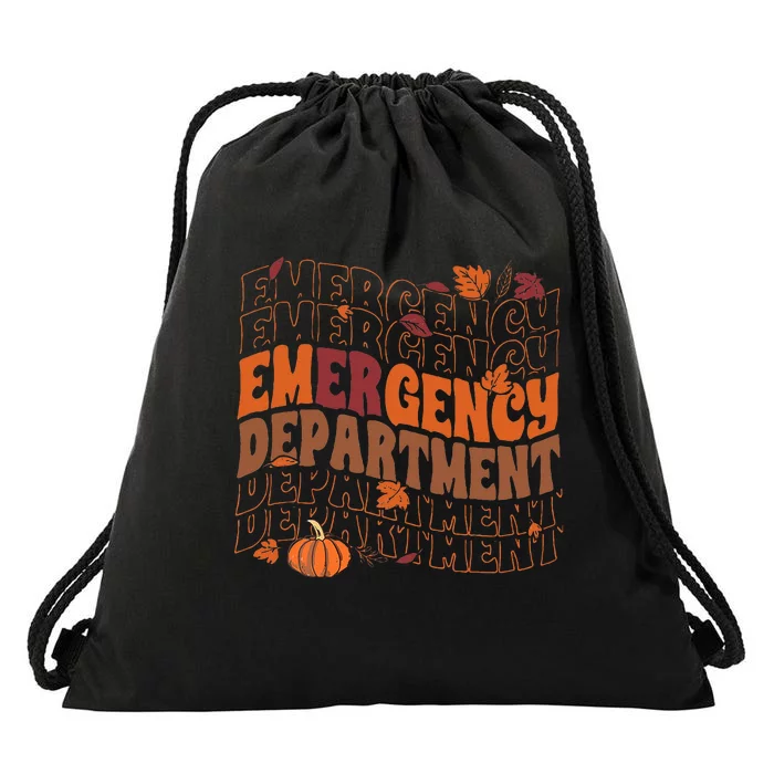 Emergency Department Pumpkin Fall Thanksgiving Drawstring Bag