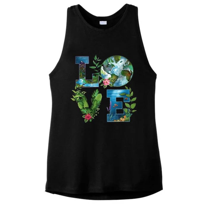 Earth Day Planet Anniversary Earth Day Everyday Ladies Tri-Blend Wicking Tank