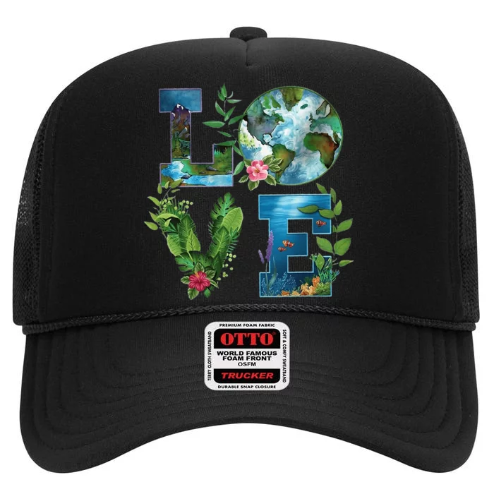 Earth Day Planet Anniversary Earth Day Everyday High Crown Mesh Trucker Hat