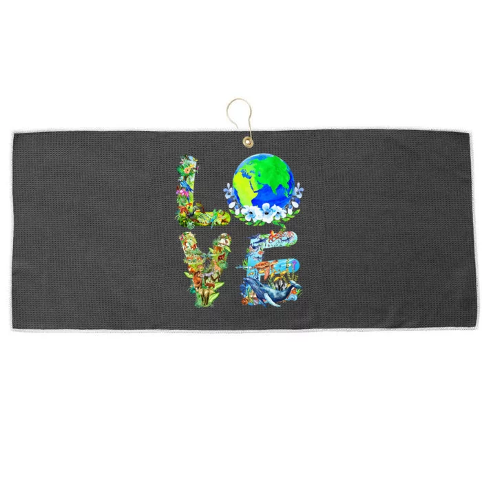 Earth Day Planet Anniversary Earth Day Everyday Large Microfiber Waffle Golf Towel