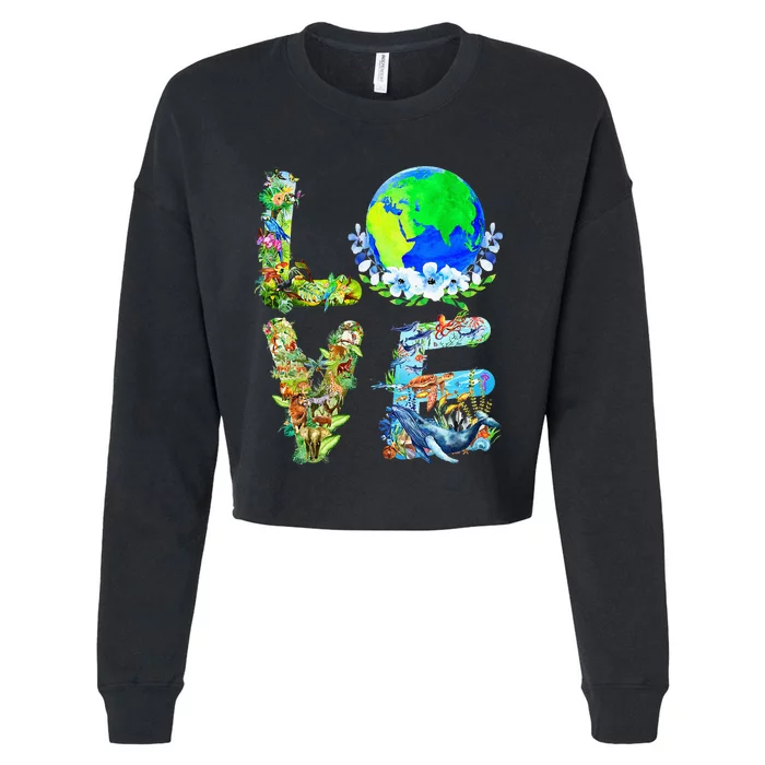 Earth Day Planet Anniversary Earth Day Everyday Cropped Pullover Crew