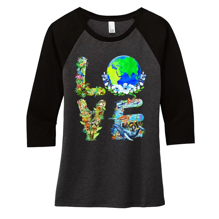 Earth Day Planet Anniversary Earth Day Everyday Women's Tri-Blend 3/4-Sleeve Raglan Shirt