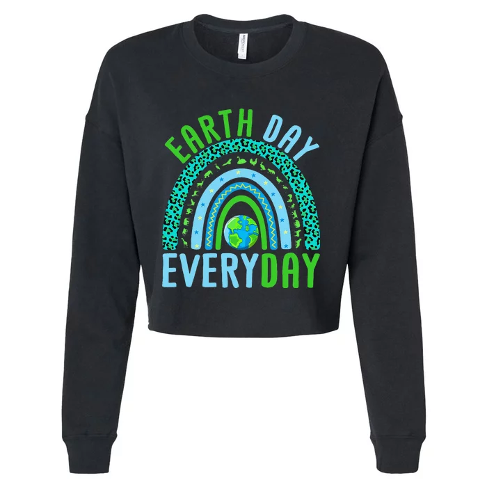 Every Day Planet Earth Rainbow Environment Earth Day Cropped Pullover Crew