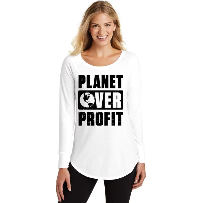 Earth Day Planet Over Profit Environmental Climate Change Women's Perfect Tri Tunic Long Sleeve Shirt