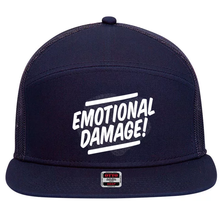 Emotional Damage Quote 7 Panel Mesh Trucker Snapback Hat