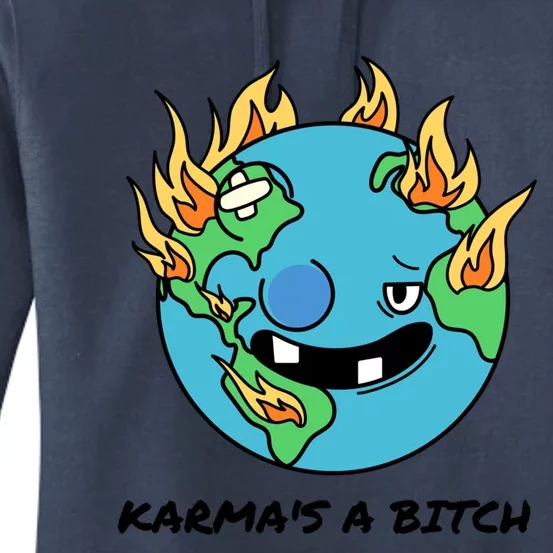 Earth Day Retrograde Humor Karma's A Bitch Meaningful Gift Women's Pullover Hoodie