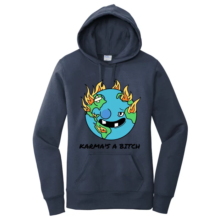 Earth Day Retrograde Humor Karma's A Bitch Meaningful Gift Women's Pullover Hoodie