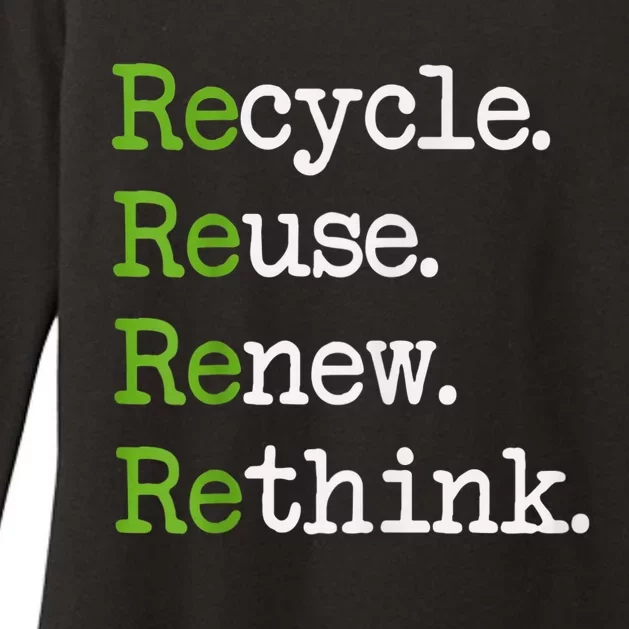 Earth Day Recycle Reuse Renew Rethink Environmental Activism Womens CVC Long Sleeve Shirt