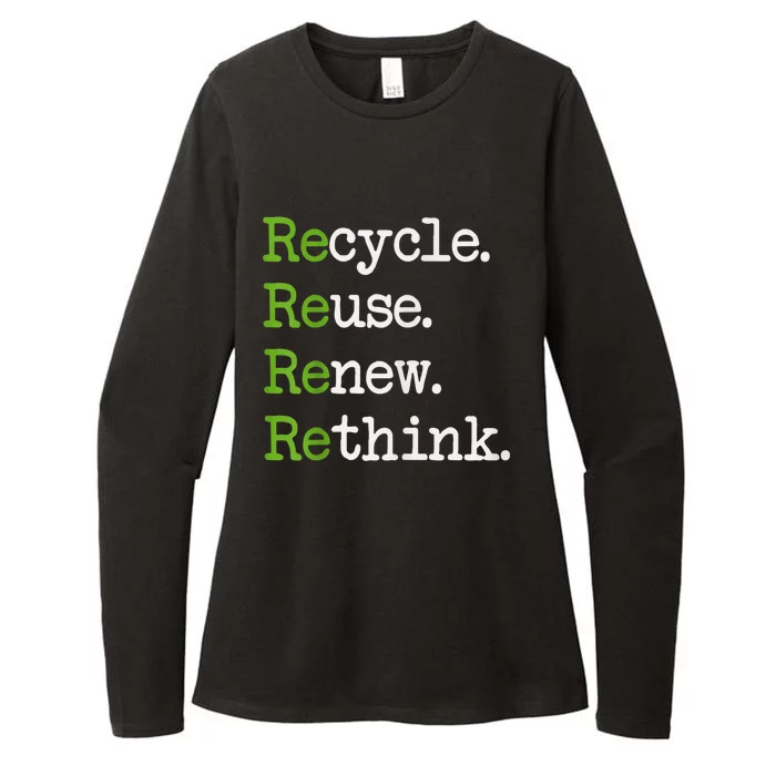 Earth Day Recycle Reuse Renew Rethink Environmental Activism Womens CVC Long Sleeve Shirt