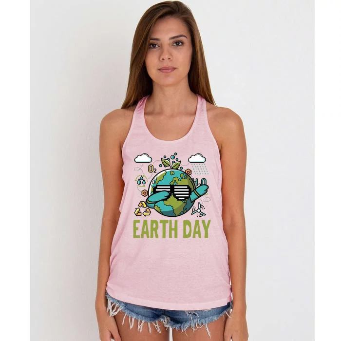 Earth Day Rocks Dabbing Dance Protect Our Earth Gift Women's Knotted Racerback Tank