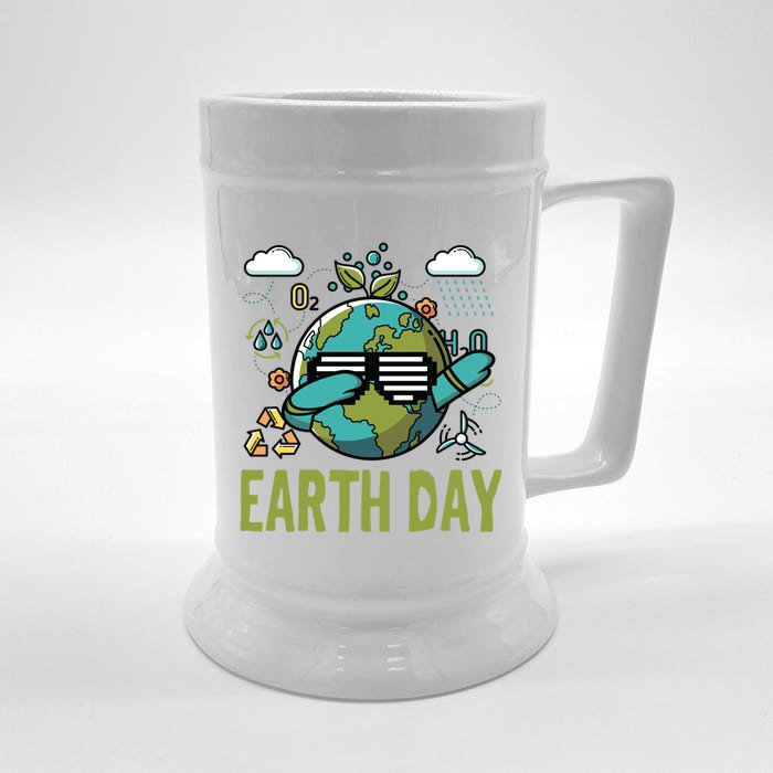 Earth Day Rocks Dabbing Dance Protect Our Earth Gift Front & Back Beer Stein