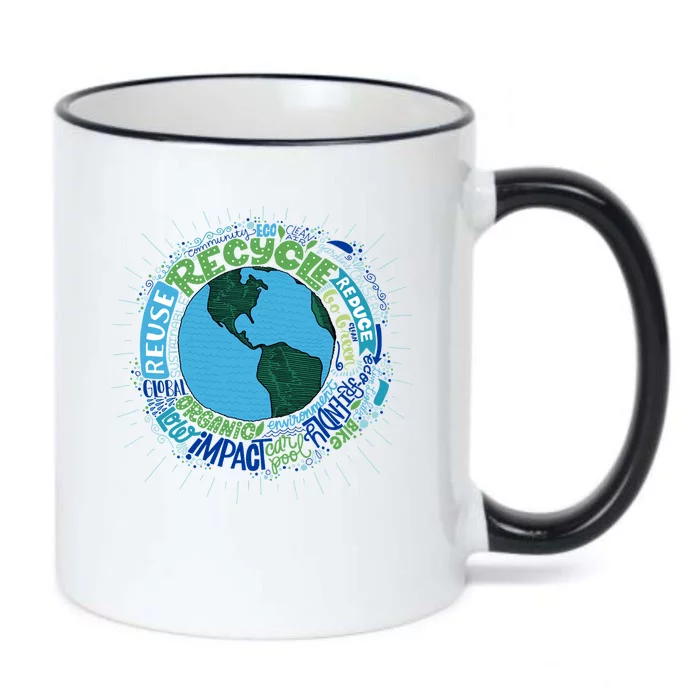 Earth Day Recycle Globe Black Color Changing Mug