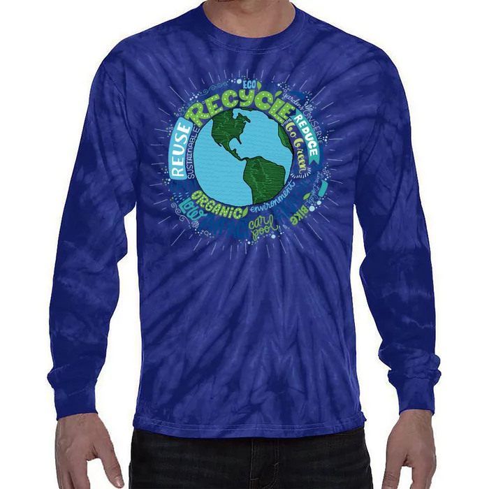 Earth Day Recycle Globe Tie-Dye Long Sleeve Shirt