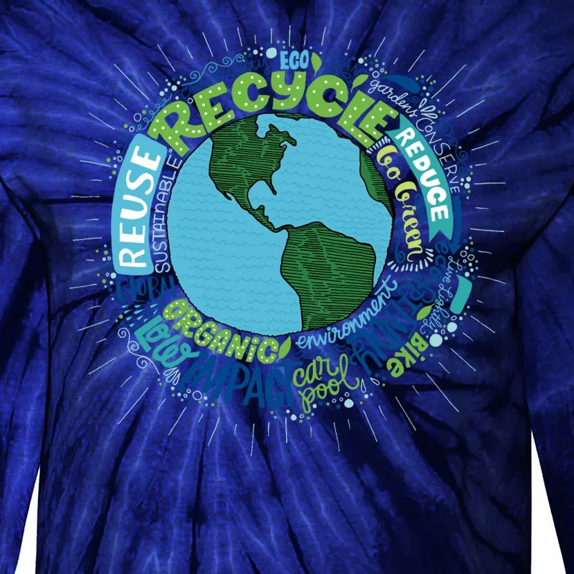 Earth Day Recycle Globe Tie-Dye Long Sleeve Shirt