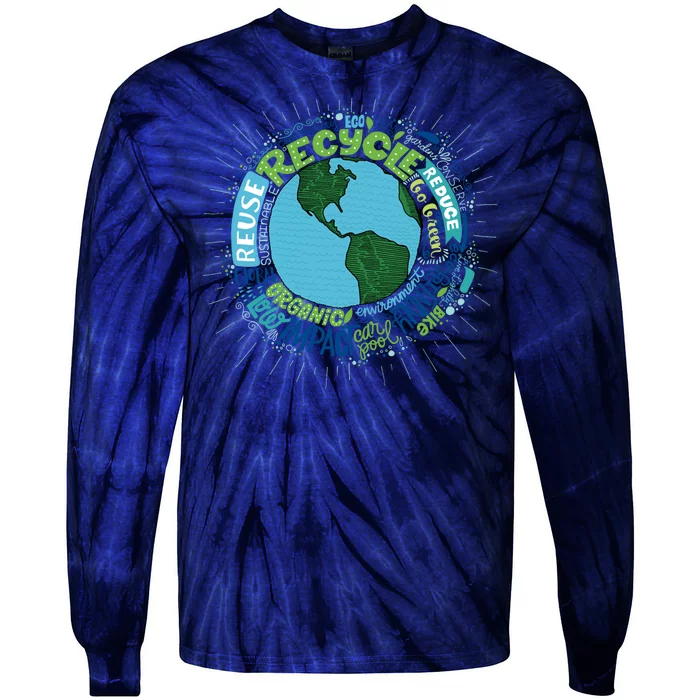 Earth Day Recycle Globe Tie-Dye Long Sleeve Shirt