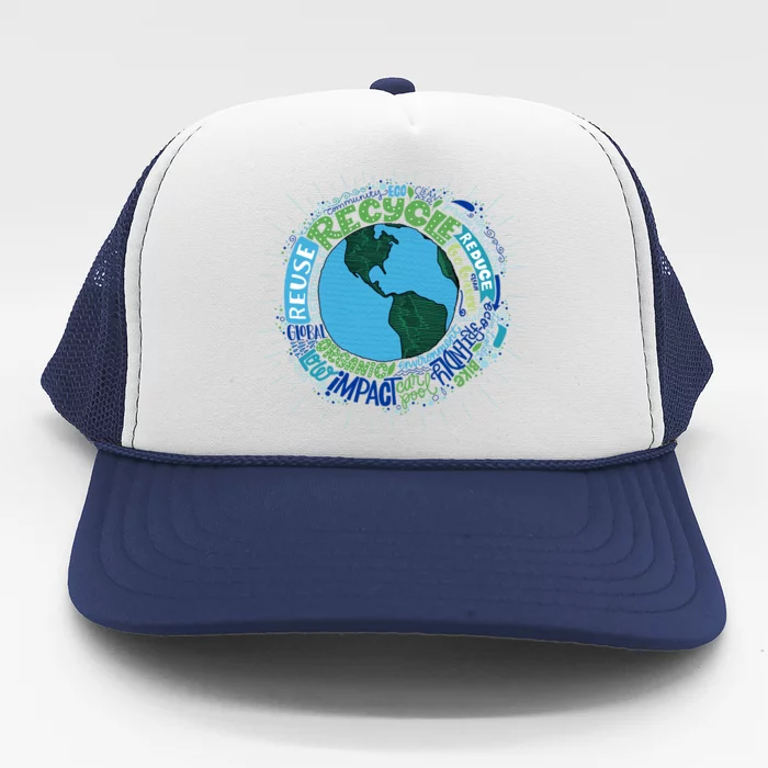 Earth Day Recycle Globe Trucker Hat