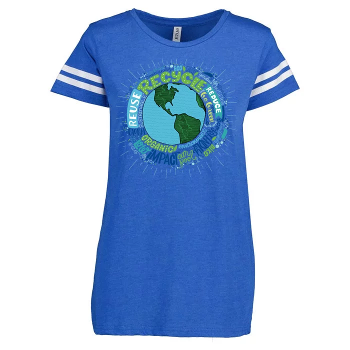 Earth Day Recycle Globe Enza Ladies Jersey Football T-Shirt