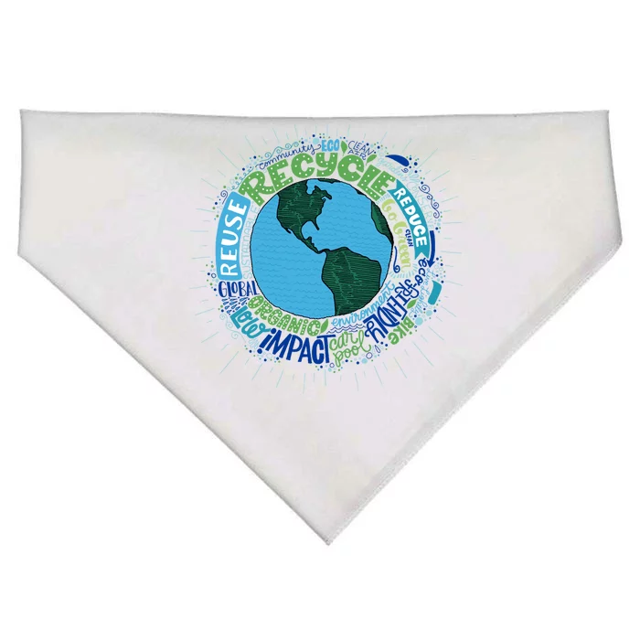 Earth Day Recycle Globe USA-Made Doggie Bandana