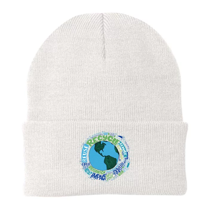 Earth Day Recycle Globe Knit Cap Winter Beanie