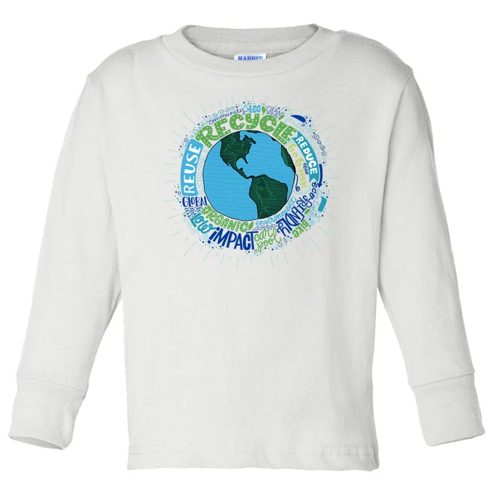 Earth Day Recycle Globe Toddler Long Sleeve Shirt