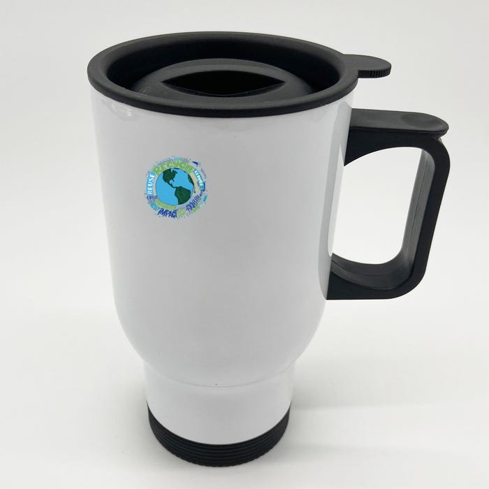 Earth Day Recycle Globe Front & Back Stainless Steel Travel Mug