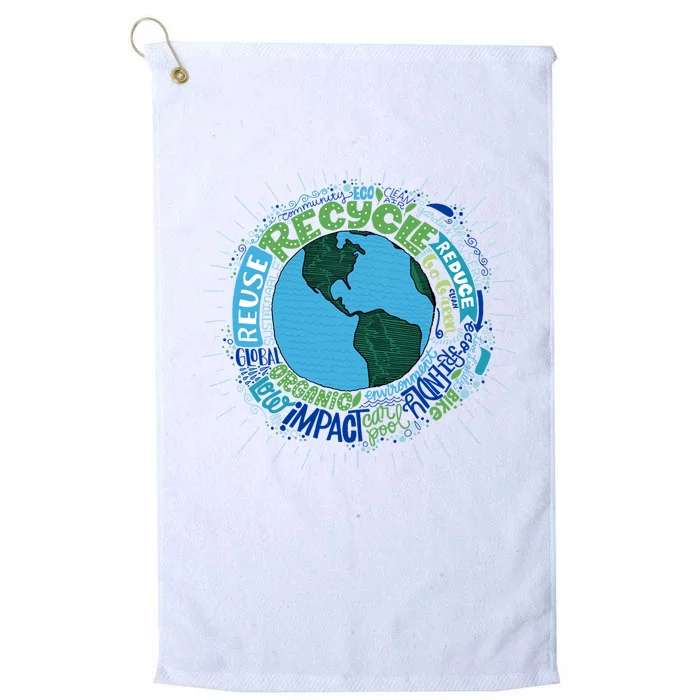 Earth Day Recycle Globe Platinum Collection Golf Towel