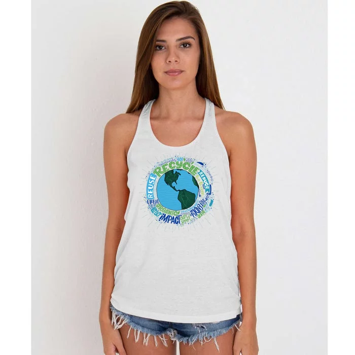 Earth Day Recycle Globe Women's Knotted Racerback Tank