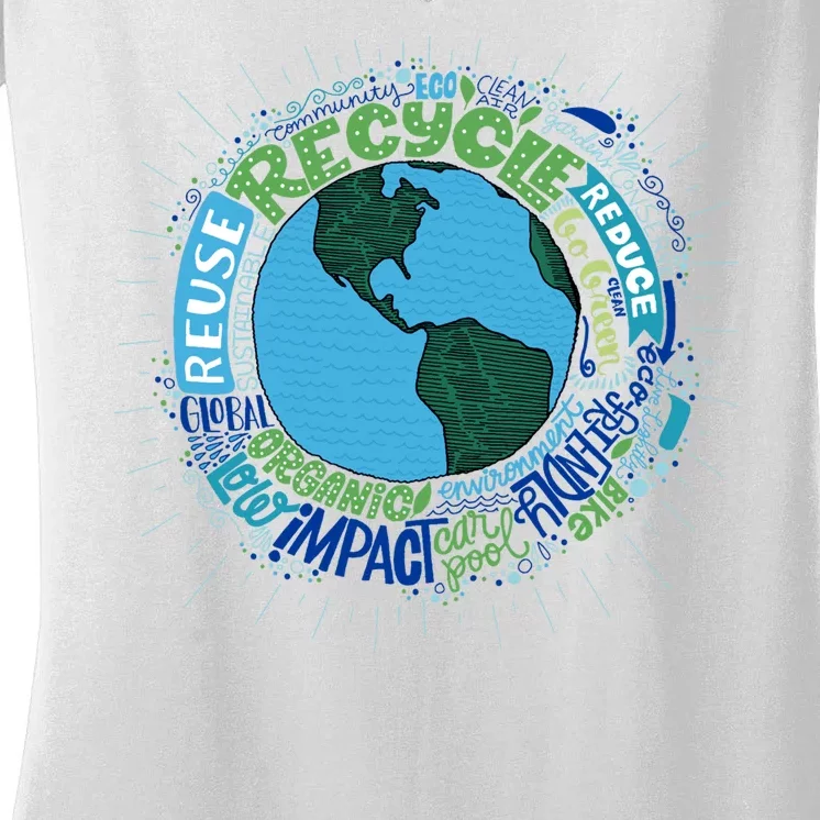 Earth Day Recycle Globe Women's V-Neck T-Shirt