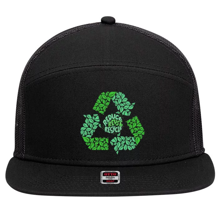 Earth Day Recycle Logo Vintage Recycling Gift 7 Panel Mesh Trucker Snapback Hat