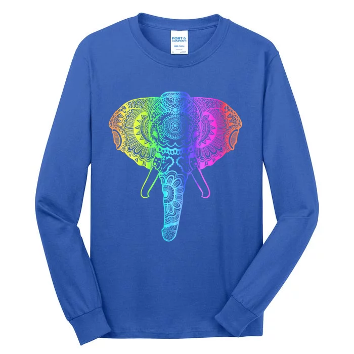 Elephant Dala Rainbow Watercolor Yoga Meditation Funny Gift Tall Long Sleeve T-Shirt