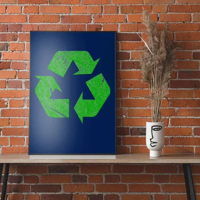 Earth Day Recycle Sign Green FauxWashDistressed Poster