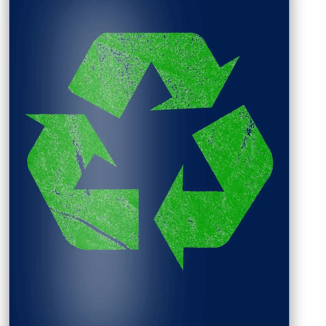 Earth Day Recycle Sign Green FauxWashDistressed Poster