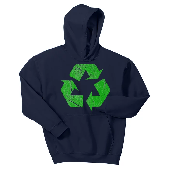 Earth Day Recycle Sign Green FauxWashDistressed Kids Hoodie