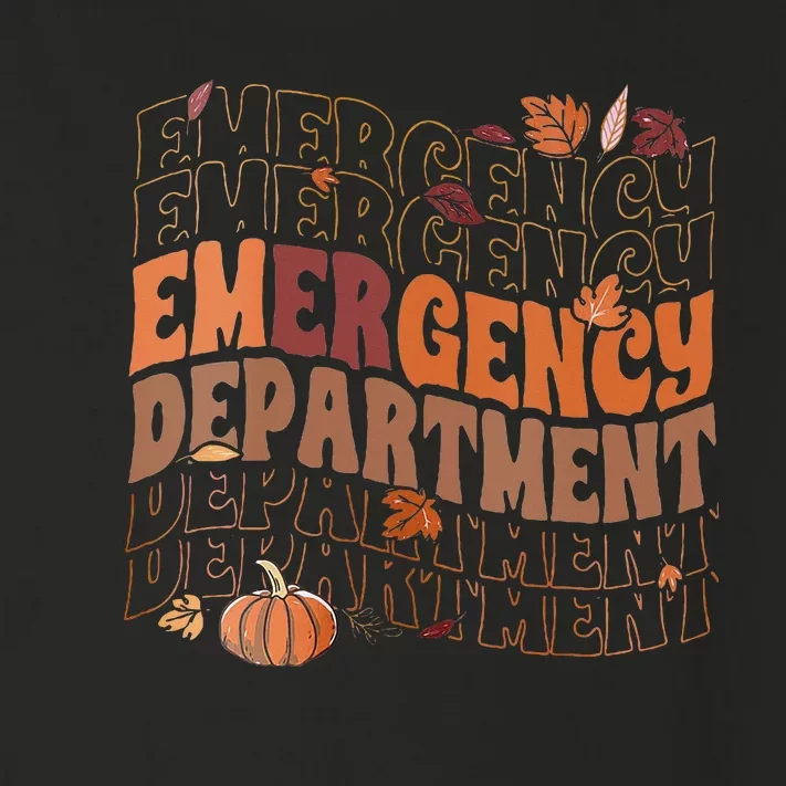 Emergency Department Retro ER ED Nurse Thanksgiving Groovy Toddler Long Sleeve Shirt