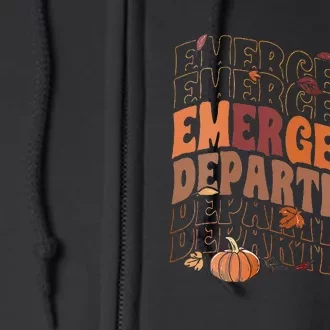 Emergency Department Retro ER ED Nurse Thanksgiving Groovy Full Zip Hoodie